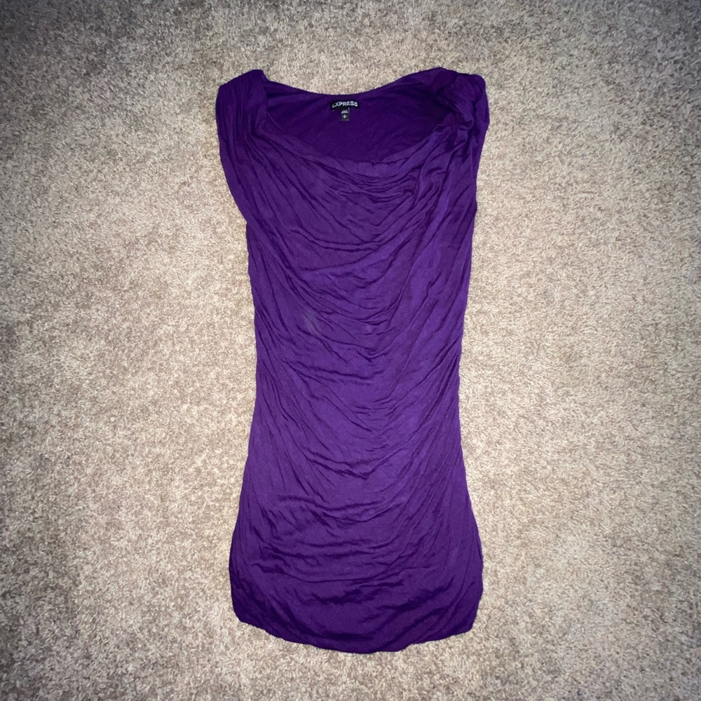 Express Ruched sleeveless purple top